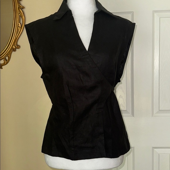 NWT Faithful the Brand Antibes Sleeveless Wrap Shirt Flax Linen Cropped Fitted - Picture 4 of 9